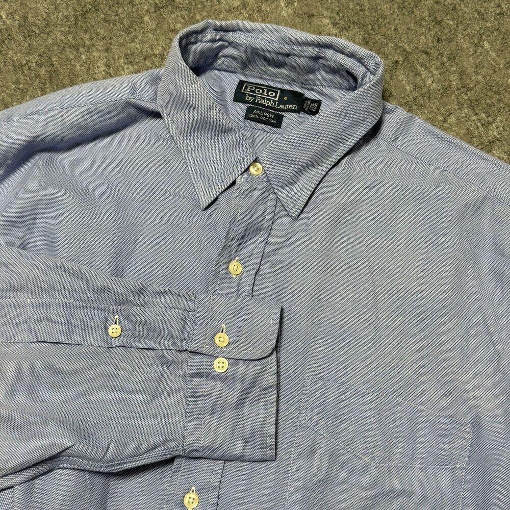 Polo Ralph Lauren Shirt Mens 17.5 34/35 Andew Dress Shirt Light Blue Solid
